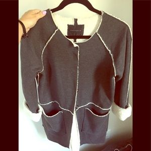 Sanctuary grey and white fur lined coat